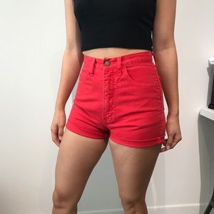 High Waisted Red Guess Denim Shorts